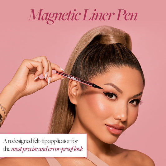 Felt Tip Magnetic Eyeliner Pen - Black 0.025 fl oz | Black Smudgeproof & Waterproof Eyeliner Pen, All-Day Hold for Magnetic Eyelashes, Quick-Drying, Paraben-Free