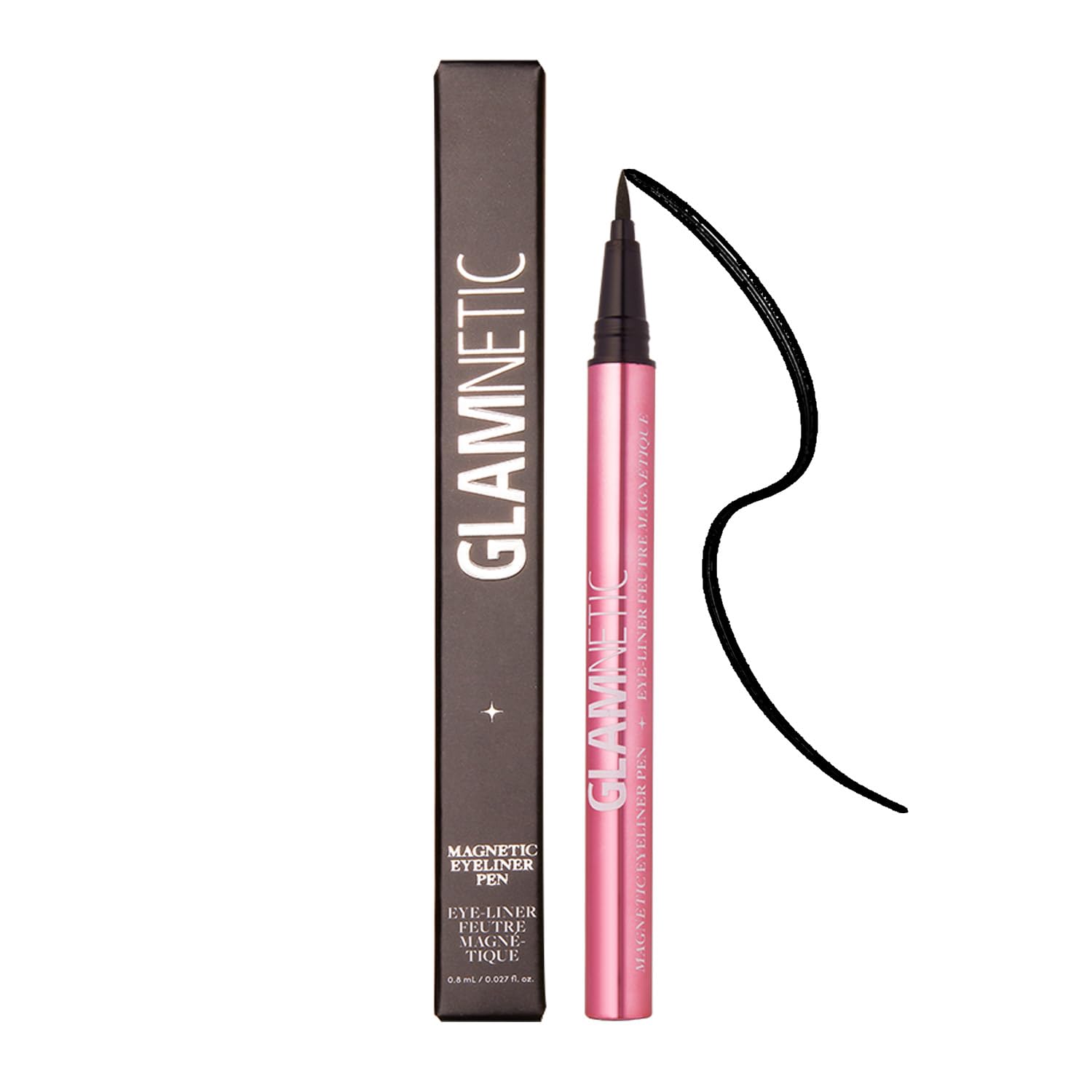 Felt Tip Magnetic Eyeliner Pen - Black 0.025 fl oz | Black Smudgeproof &amp; Waterproof Eyeliner Pen, All-Day Hold for Magnetic Eyelashes, Quick-Drying, Paraben-Free