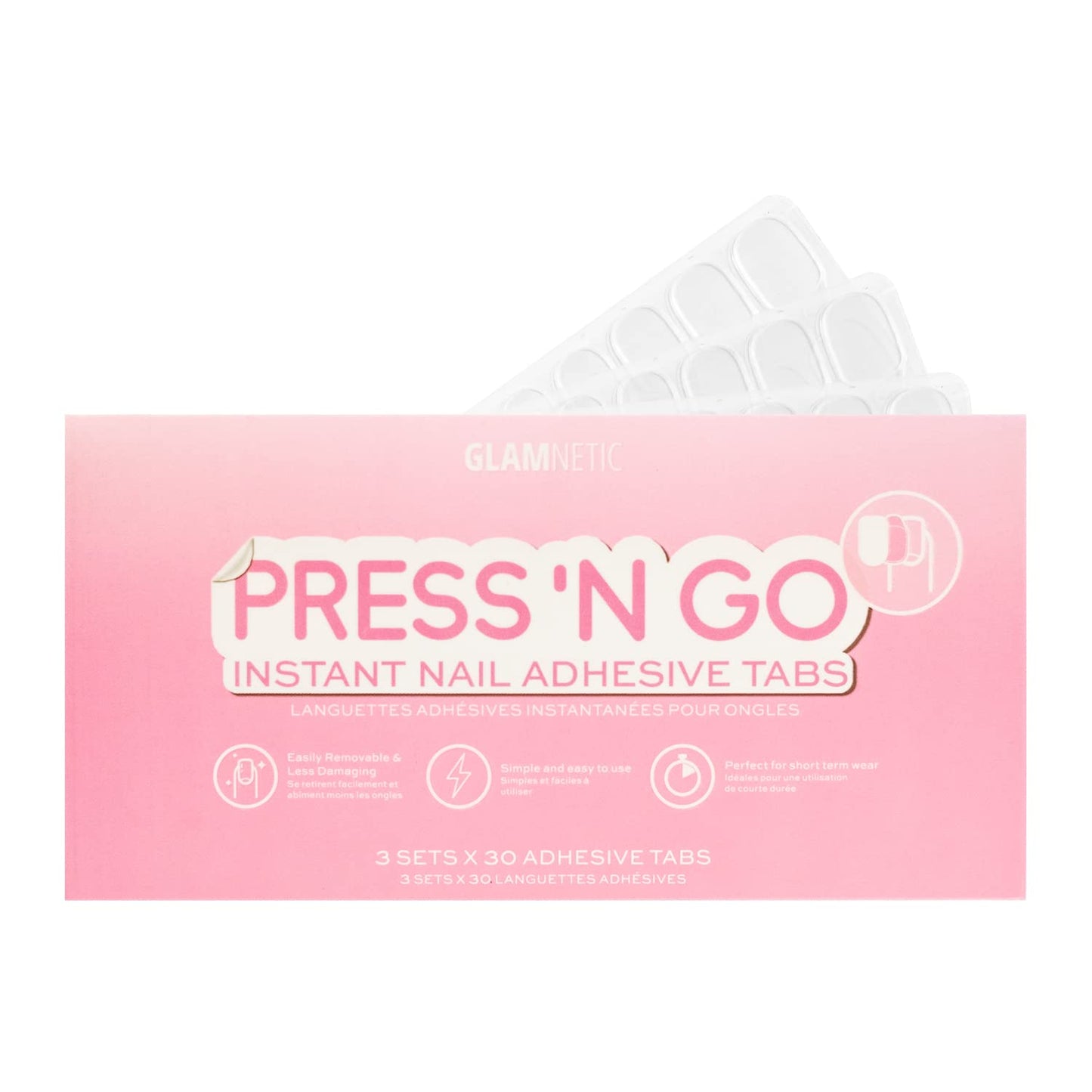 Press 'n Go Instant Nail Adhesive Tabs | Short Term Wear, Easily Removable &amp; Less Damaging, Customized Fit | 90 Tabs