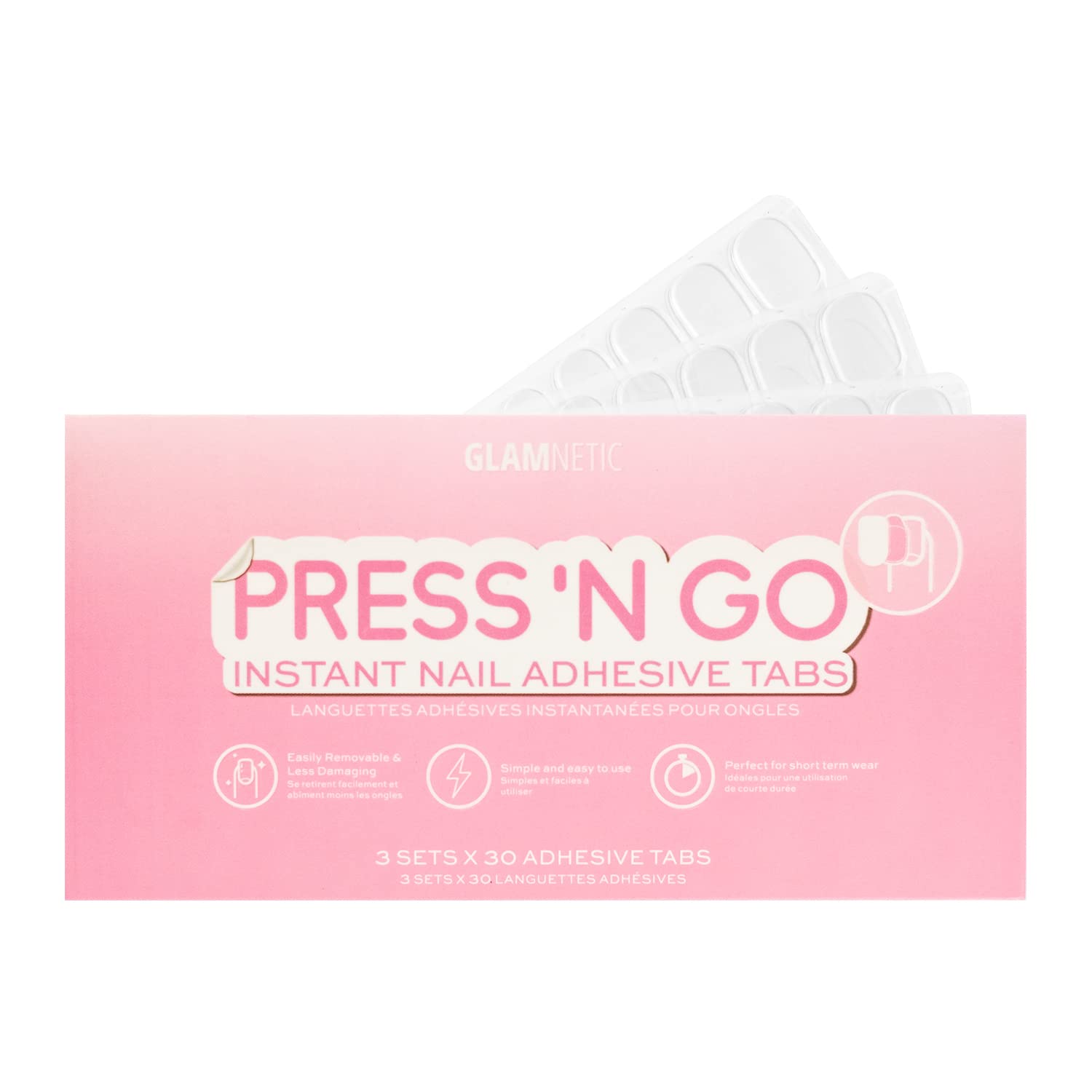 Press 'n Go Instant Nail Adhesive Tabs | Short Term Wear, Easily Removable &amp; Less Damaging, Customized Fit | 90 Tabs