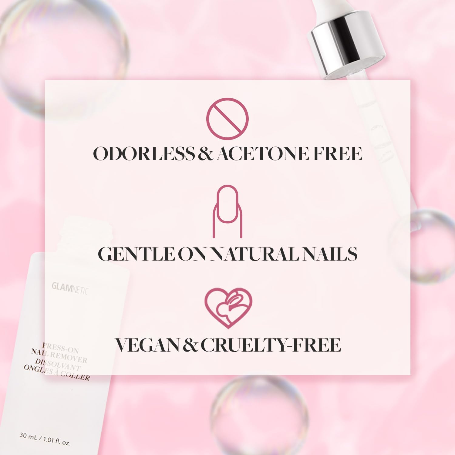 Press On Nail Remover | Odorless, No Acetone, Gentle Press-On Nail Remover Serum for Fake Nails | 30 ml/1.01 fl. oz.