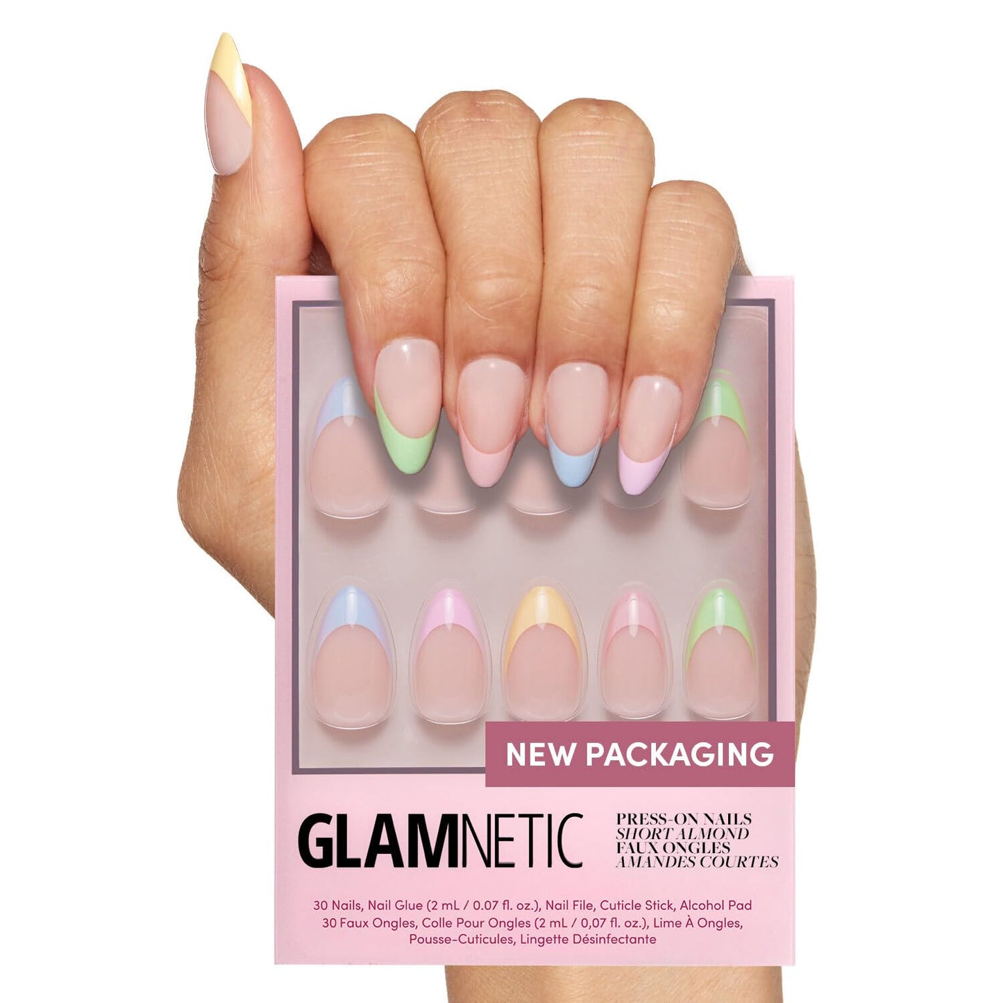 Press On Nails - Confetti | Semi-Transparent, Short Almond Nails, Salon Quality | 15 Sizes - 30 Nail Kit with Glue