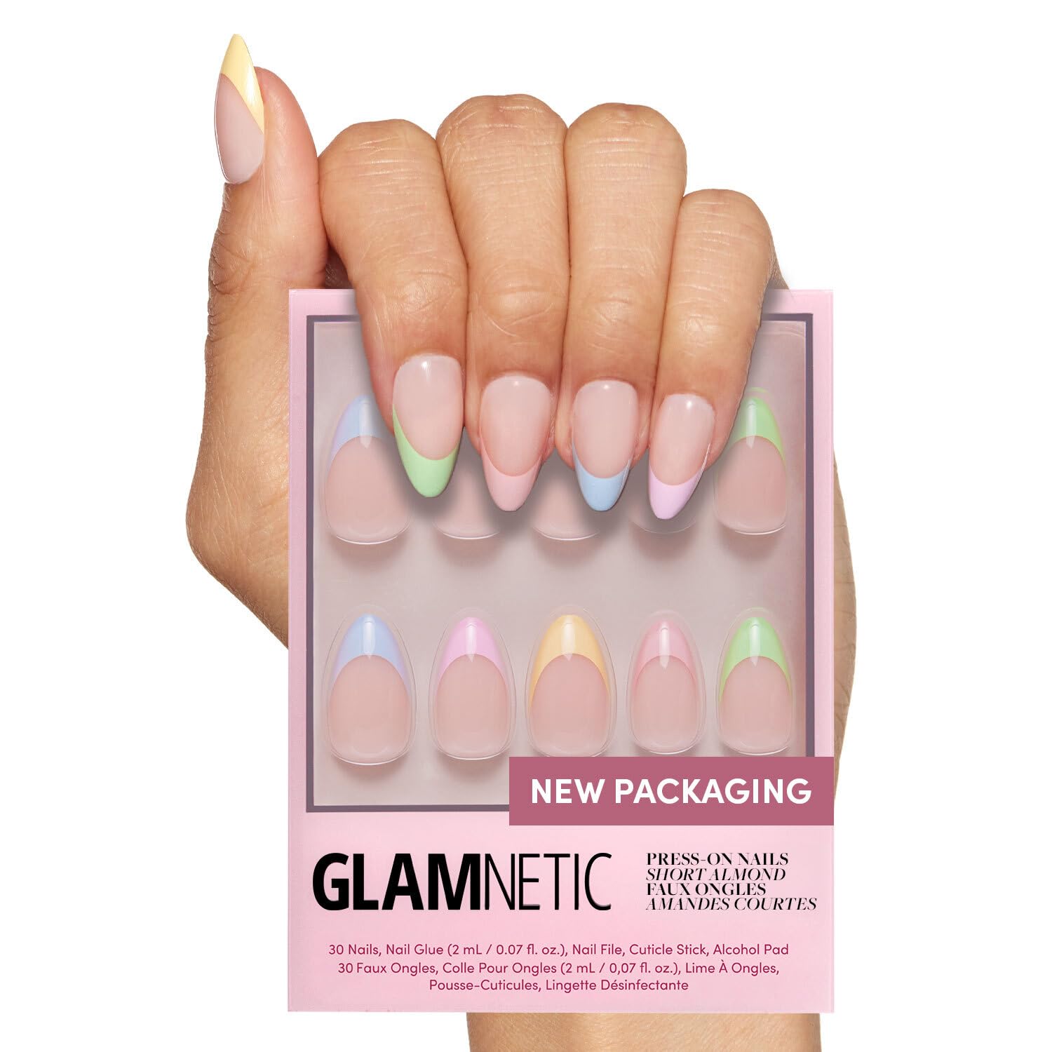 Press On Nails - Confetti | Semi-Transparent, Short Almond Nails, Salon Quality | 15 Sizes - 30 Nail Kit with Glue