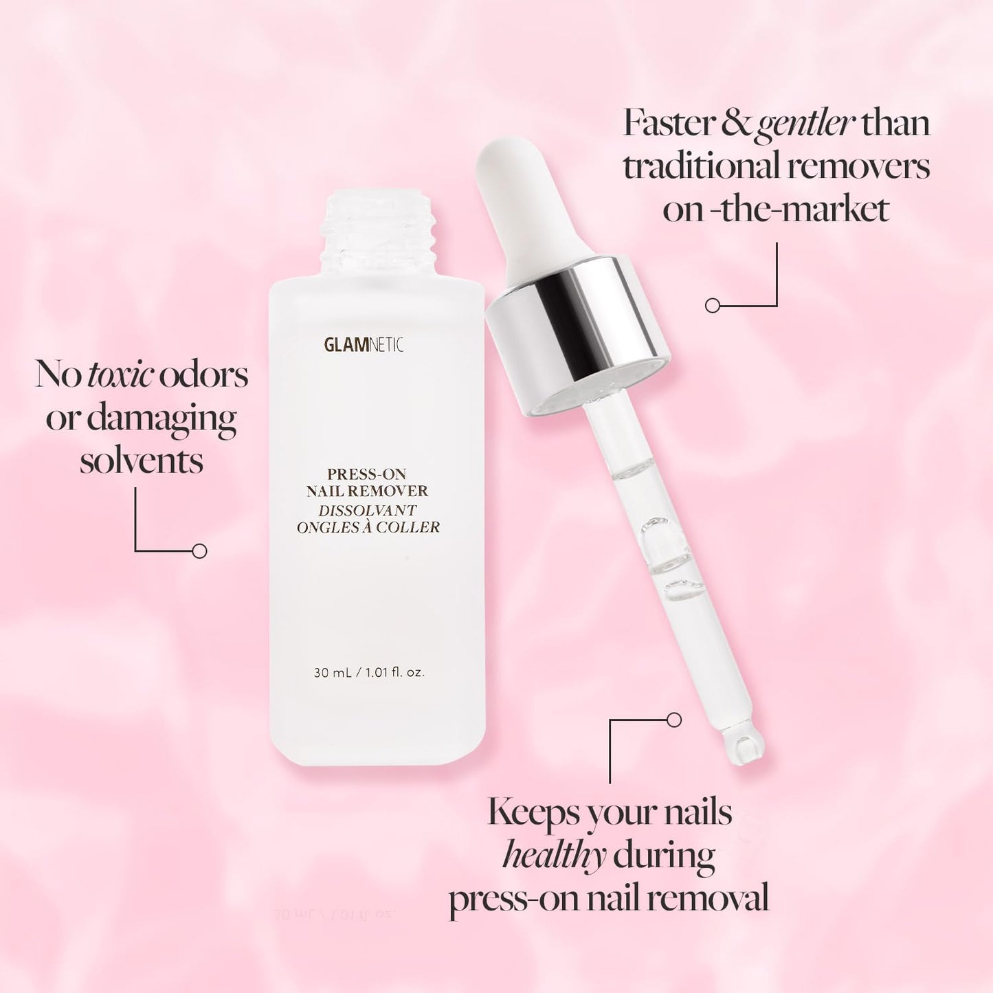 Press On Nail Remover | Odorless, No Acetone, Gentle Press-On Nail Remover Serum for Fake Nails | 30 ml/1.01 fl. oz.