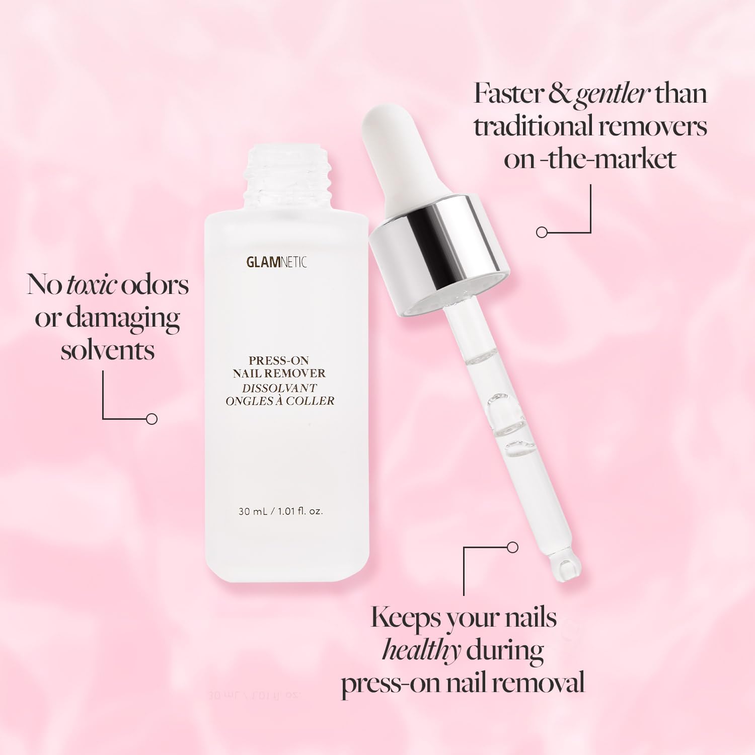 Press On Nail Remover | Odorless, No Acetone, Gentle Press-On Nail Remover Serum for Fake Nails | 30 ml/1.01 fl. oz.