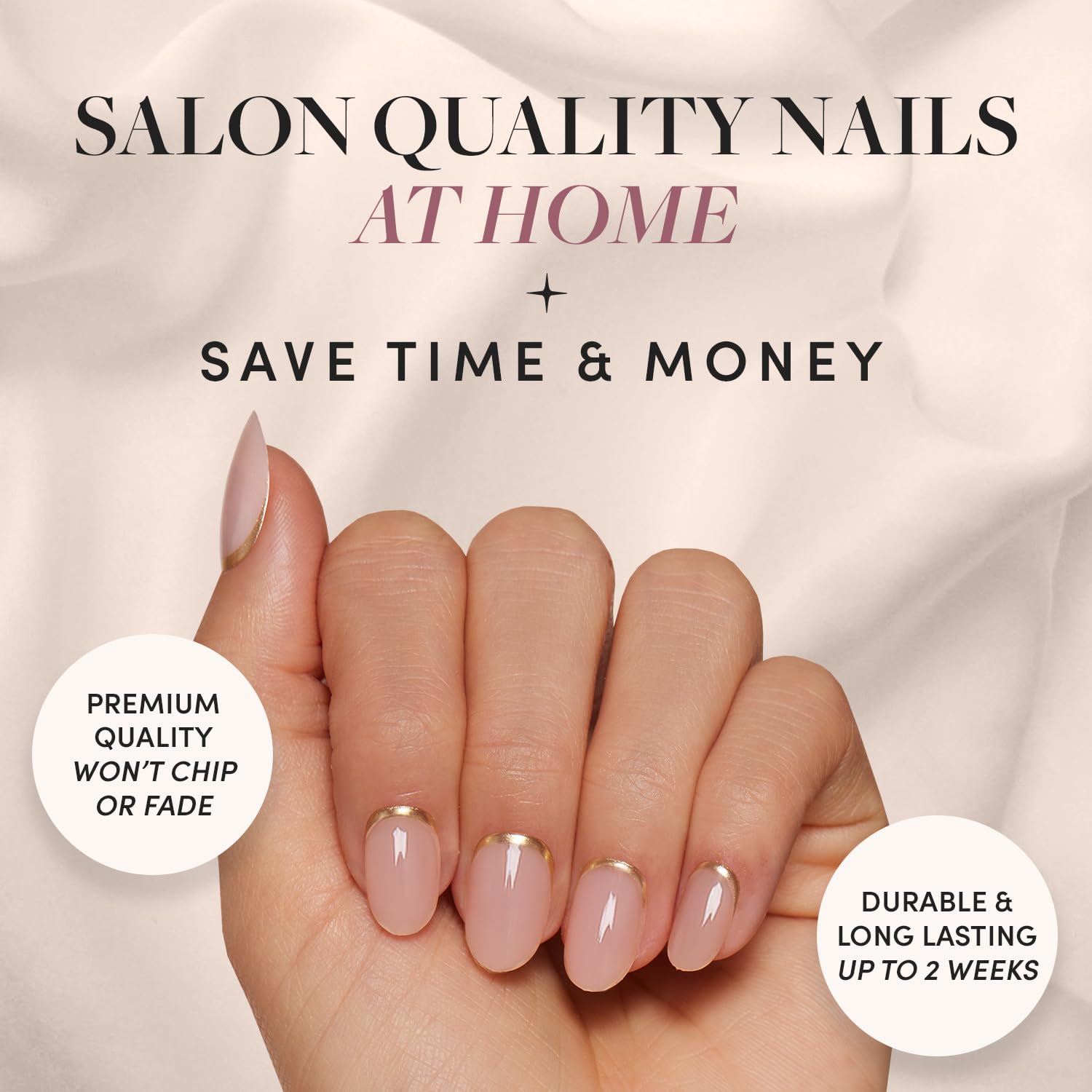 Press On Nails - Goal Digger | Glossy, Semi-Transparent, Short Round Nails, Salon Quality | 12 Sizes - 30 Nail Kit with Glue