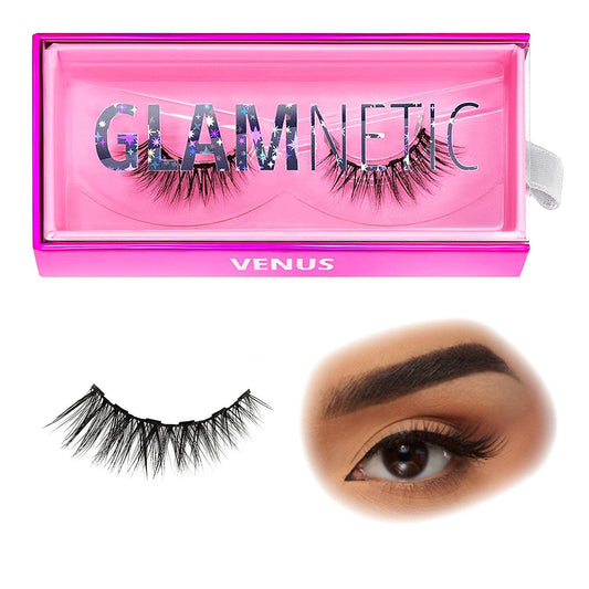 Magnetic Eyelashes - Venus | Short Magnetic Lashes, 60 Wears Reusable High Volume Faux Mink Lashes, Cat Eye, 3D Natural Look - 1 Pair