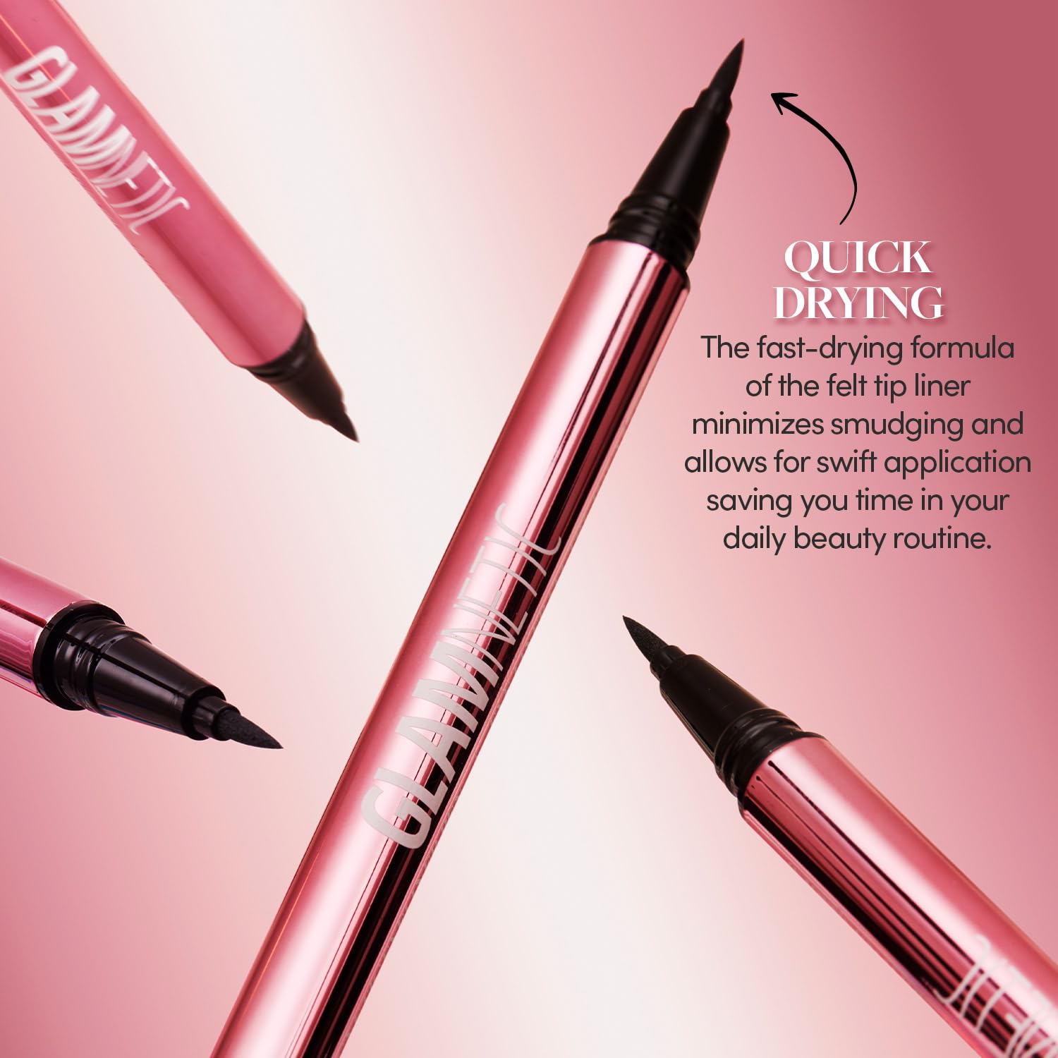 Felt Tip Magnetic Eyeliner Pen - Black 0.025 fl oz | Black Smudgeproof &amp; Waterproof Eyeliner Pen, All-Day Hold for Magnetic Eyelashes, Quick-Drying, Paraben-Free