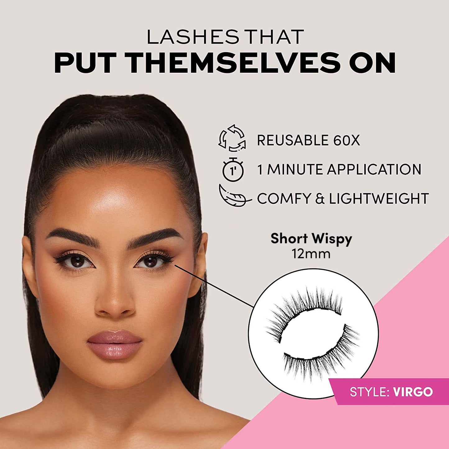 Magnetic Eyelashes Lash Kit | Virgo + Magnetic Eyeliner Pen Lashes Pack, Dramatic Long Eyelash Kit, Reusable up to 60 times - 1 pair + liner