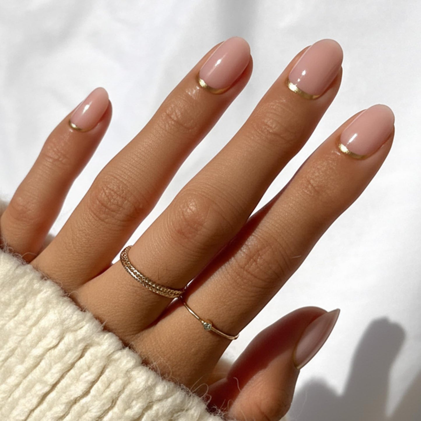 Press On Nails - Goal Digger | Glossy, Semi-Transparent, Short Round Nails, Salon Quality | 12 Sizes - 30 Nail Kit with Glue